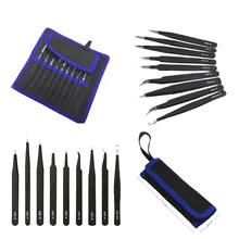 9 шт. точный ESD Антистатический Ремонт Пинцет из нержавеющей стали набор электроники ремонтный инструмент#19/6
