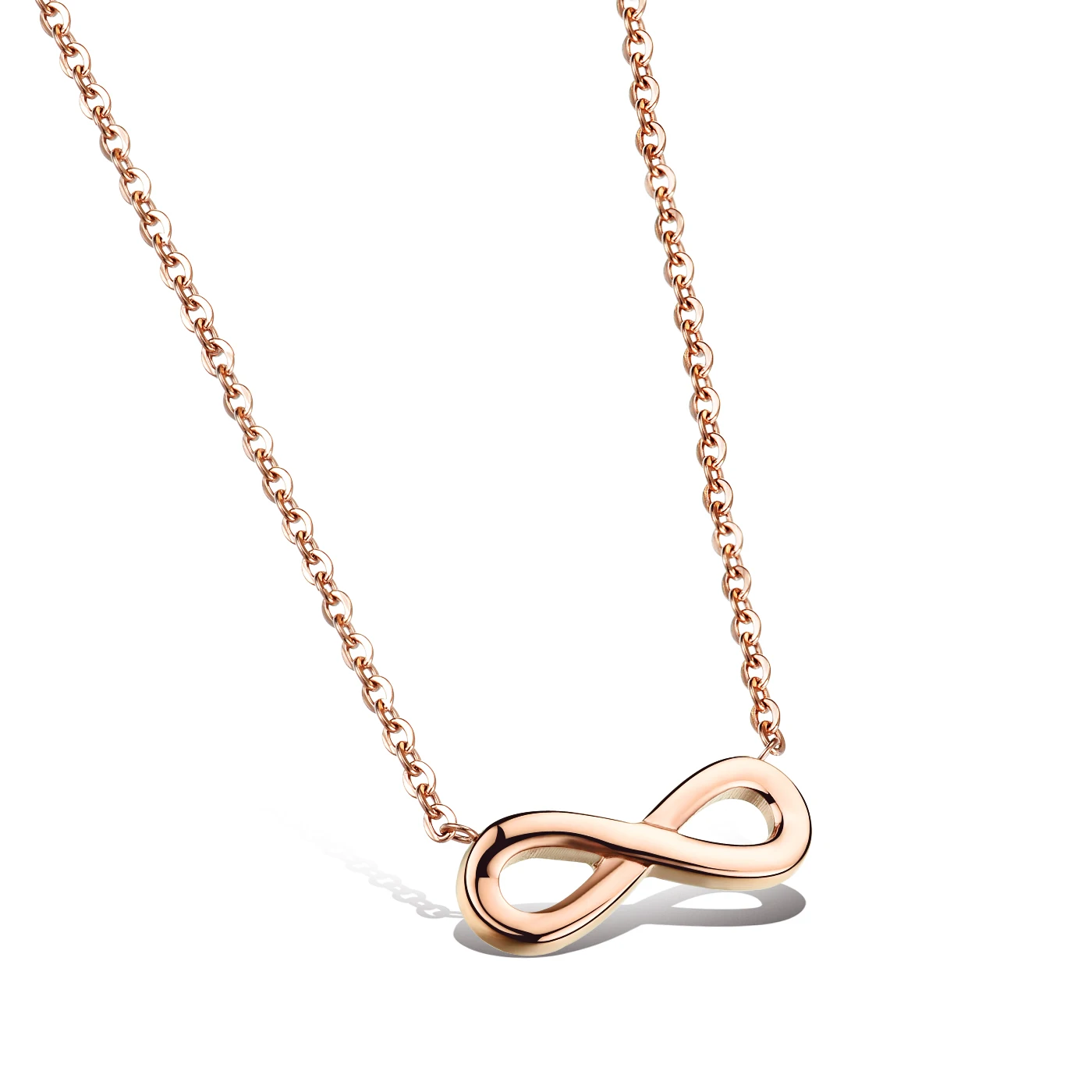 

Romantic Simple Stainless Steel Infinity Symbol Necklaces Rose Gold color Women Chain Charm Eternity Pendants
