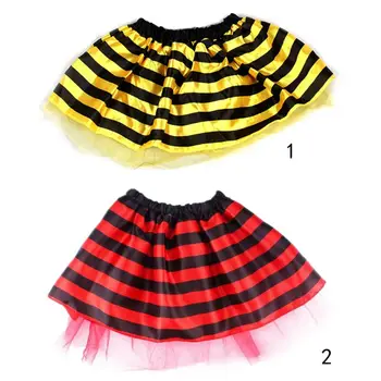 

Kids Baby Halloween Costume Multi Layer Contrast Color Striped Honeybee Ladybird Cosplay Dance Party Mini Tutu Petticoats 2-8T