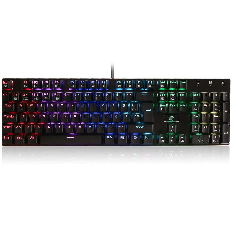Механическая игровая клавиатура светодиодный RGB с подсветкой алюминиевая 105