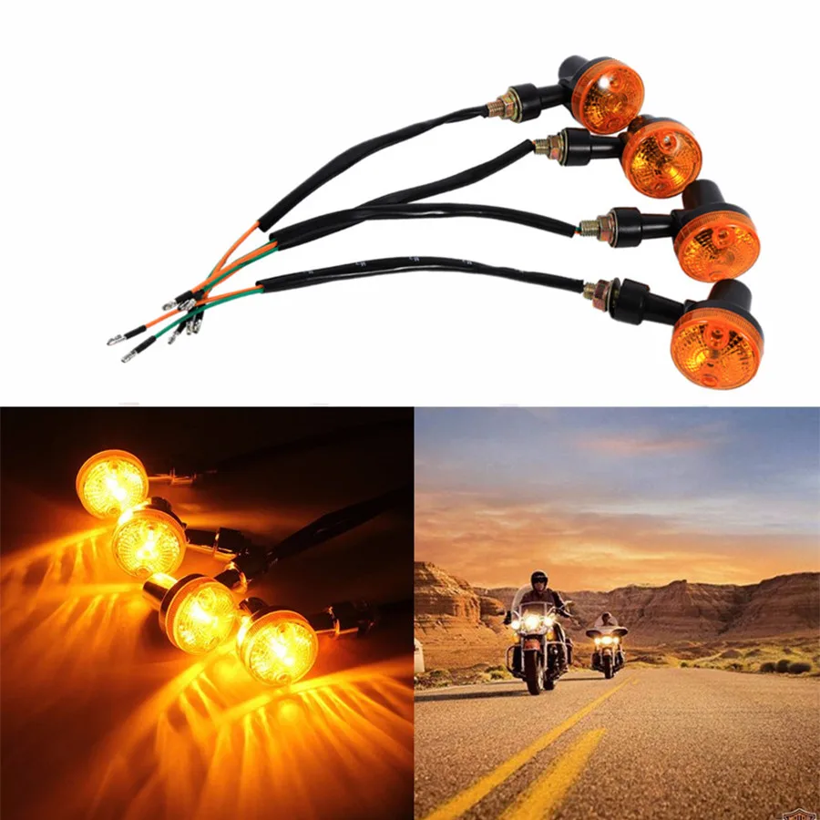 

4Pcs/Set Motorcycle Amber Round Turn Signal Direction Indicator Light Lamp Bulbs Universal Free Shipping