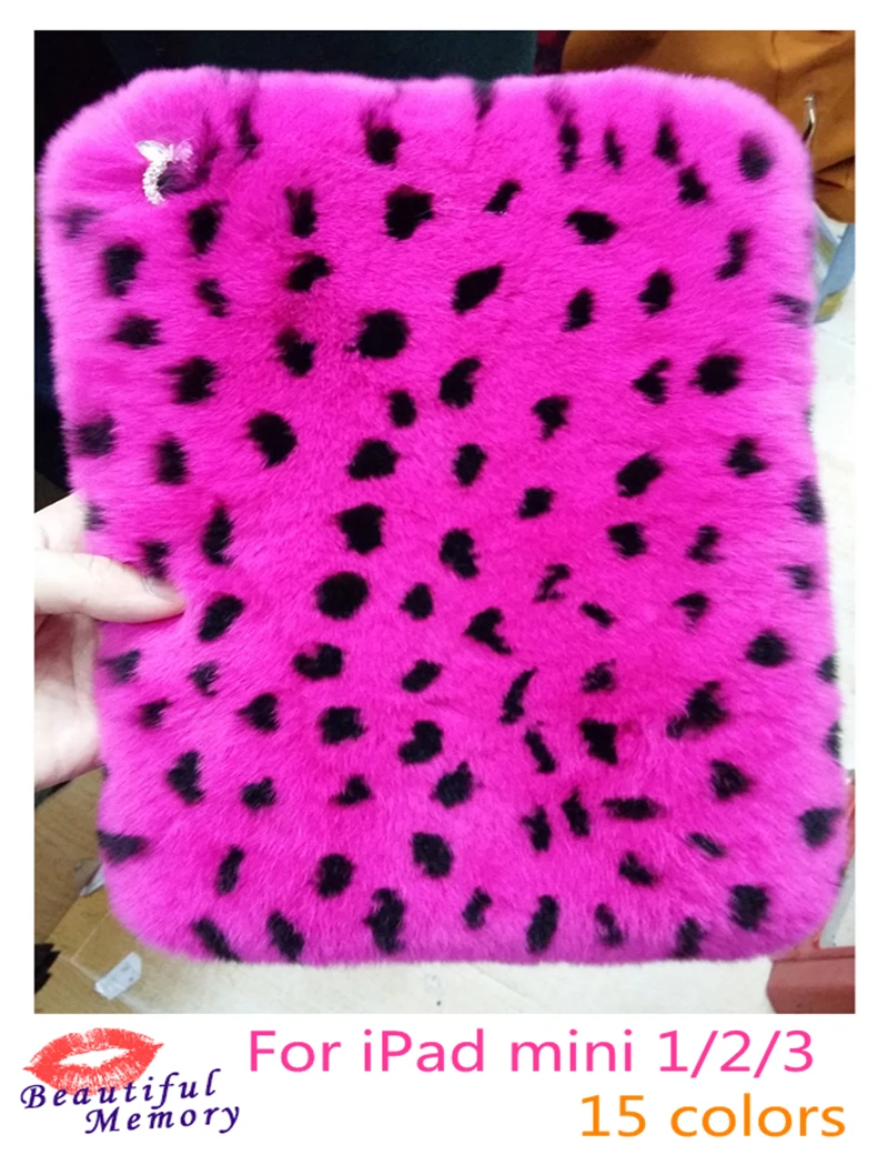 

For iPad mini 1 2 3 Case Luxury Rabbit Hair Soft Leather Smooth Skin Cover Handbag Bag For iPadmini Fashion Warm Winter Gift