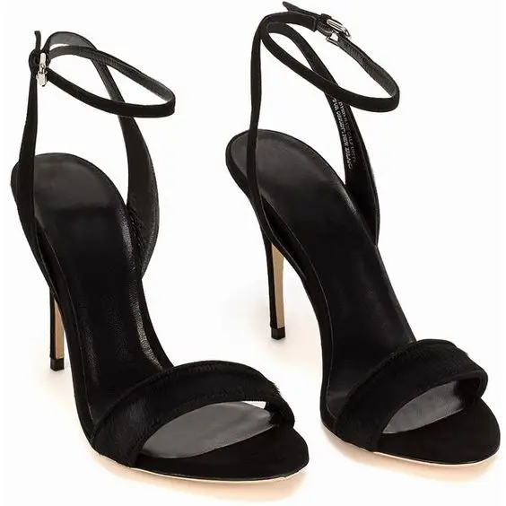 

Ankle Strap OL Sandal Women Black Suede One-strap Ladies Summer Shoes Custom Color EU46 Chaussure Femme Sandales Talon Femme