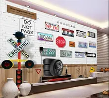  3d wallpaper custom photo mural Nostalgic car license plate TV background 3d wall murals wallpaper for walls 3 d living room 