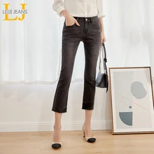 Женские джинсы-клеш LEIJIJEANS, черные и белые повседневные мягкие джинсы со средней талией, модель 9009 большого размера на весну