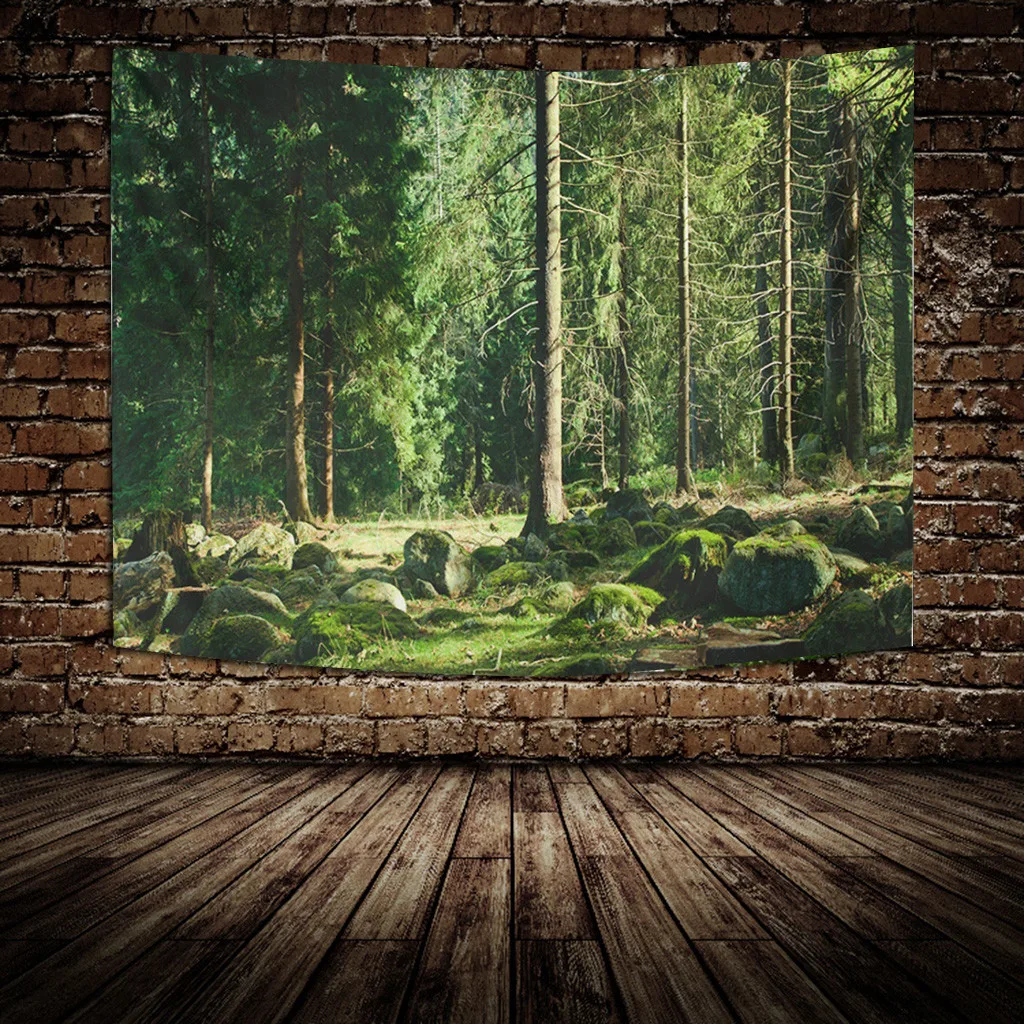 Чистый лес Печатный полиэстер гобелен настенный гобелен Природа Гобелен с пейзажем для спальни гостиной украшения дома 150x200 см