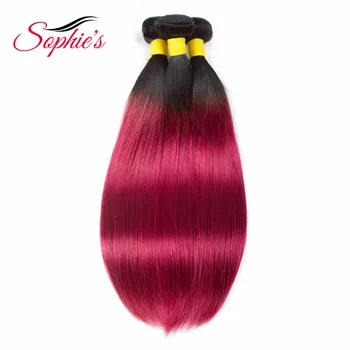 

Sophie's Pre-colored Ombre 3 Bundles T1B/BUG Color Human Hair Bundles Brazilian Straight Hair Weaves Non-Remy Hair Extensions