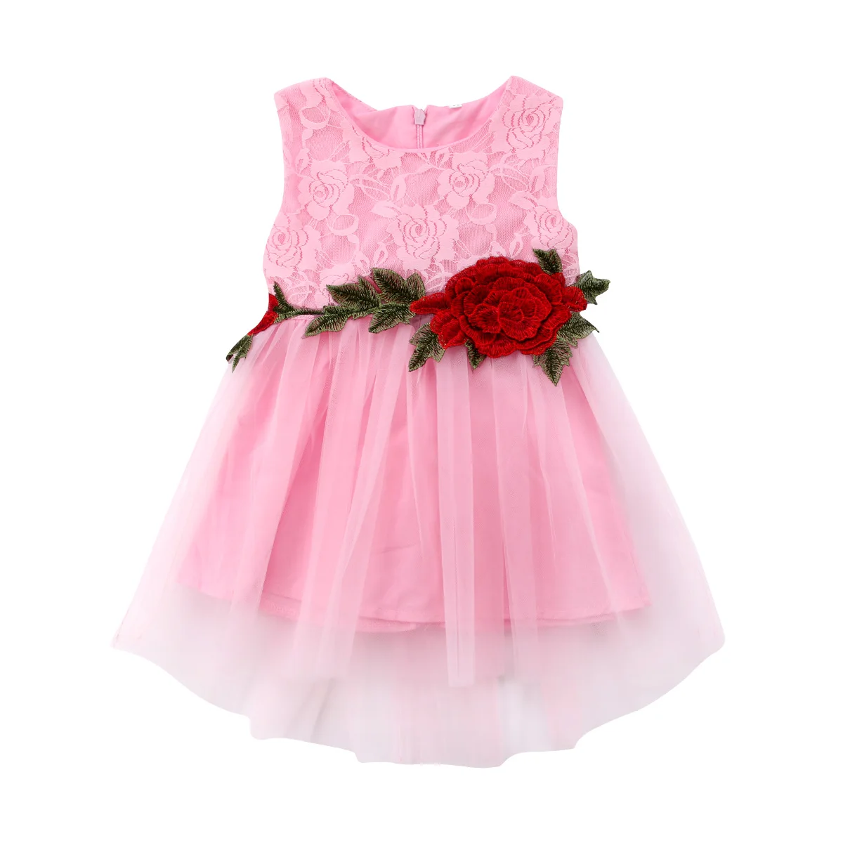 Baby Girl Rose Princess Dress Flower Kids Party Dresses Toddler