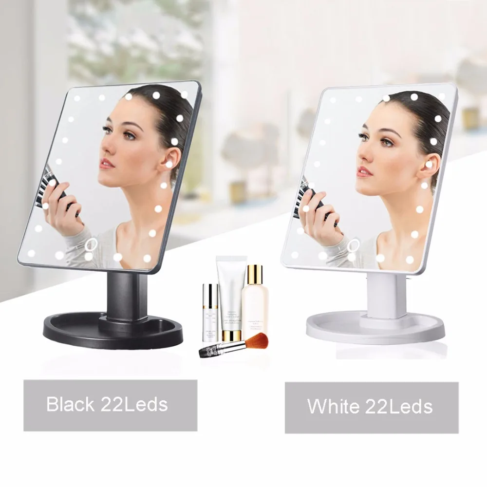 22 светодиодный зеркало легкий макияж настольная лампа Сенсорный экран Портативный 5X 10X увеличительное косметическое средство Белый