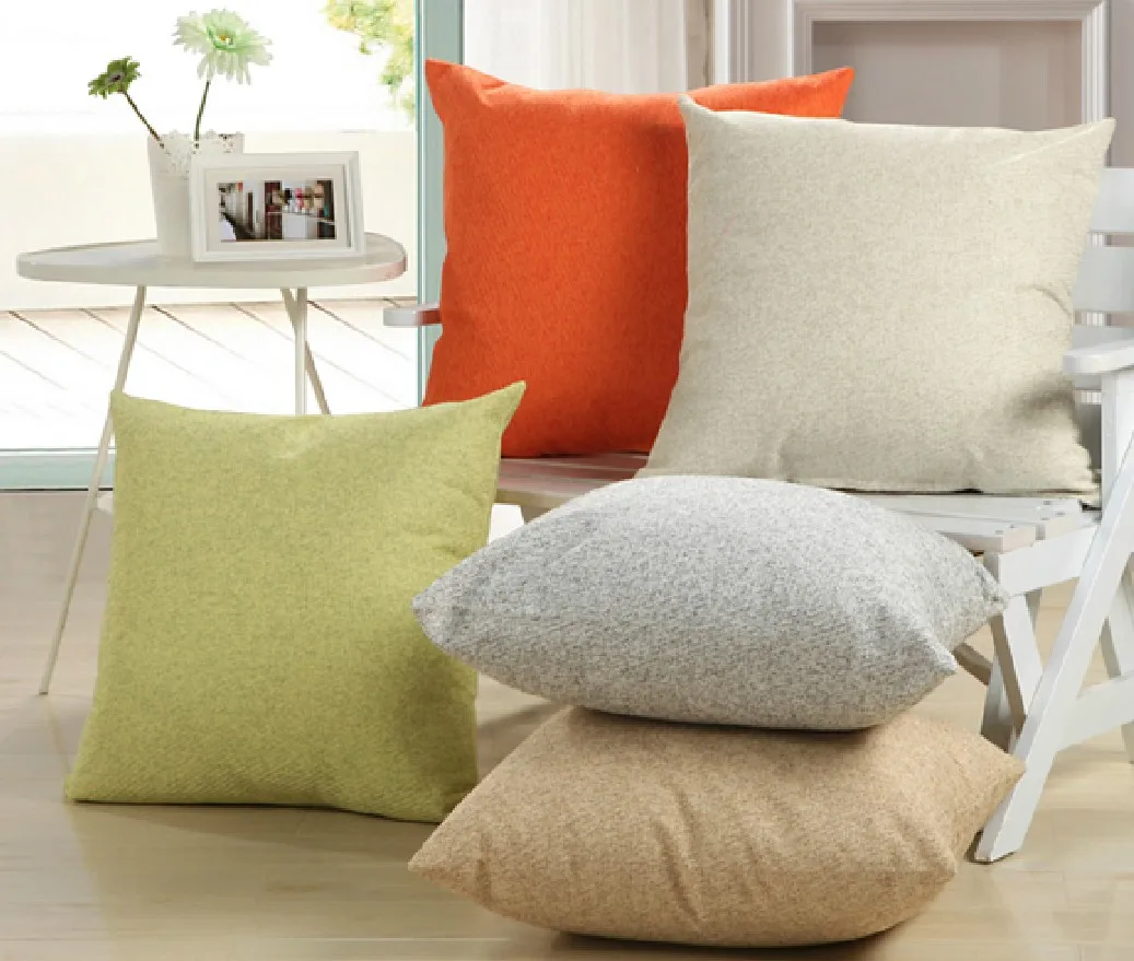Fashion Square Fresh Elegant Solid Cotton Linen Throw Pillow Covers