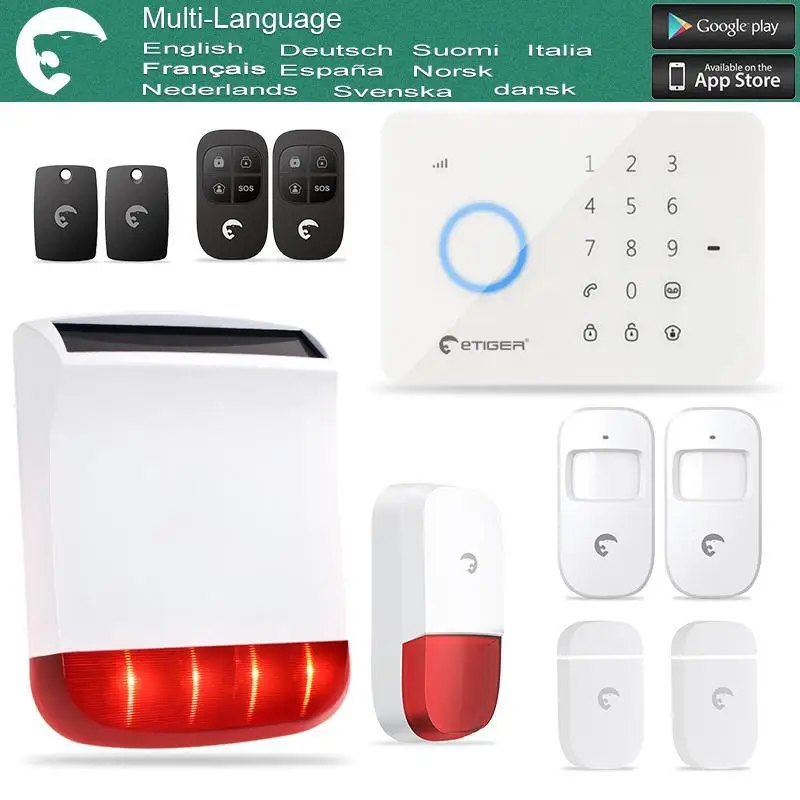 

chuangkesafe S3B eTIGER GSM/PSTN Intruder Burglar System android/IOS System+Solar Power Siren Standard kit as same as Chuango G5