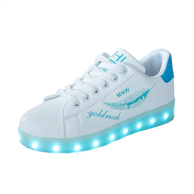 Новые модные женские светящиеся кроссовки с подсветкой светящиеся кроссовки светодиодные кроссовки с светящейся подошвой детская обувь - Цвет: Синий