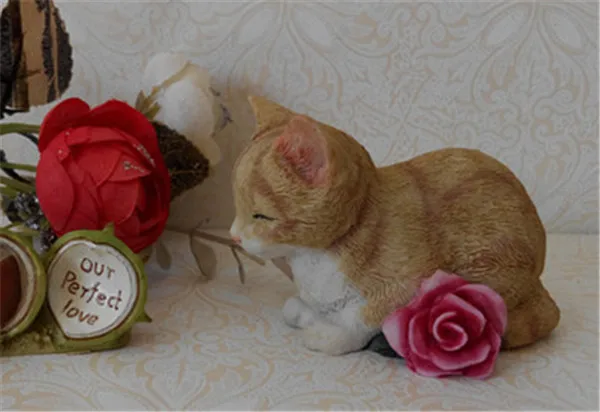 Cat Figures Resin toys car home office decoration gfits 5 styles - E
