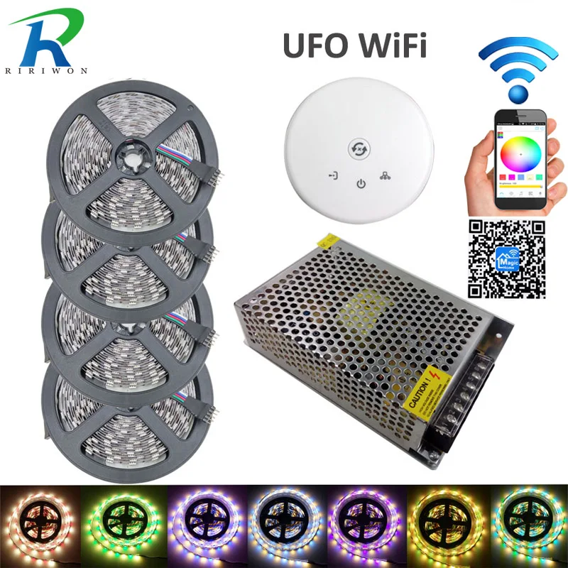 

5M 10M 15M 20M LED light Strip SMD 5050 RGBW RGBWW LED Tape RGB Strip Transformer +UFO WiFi controller