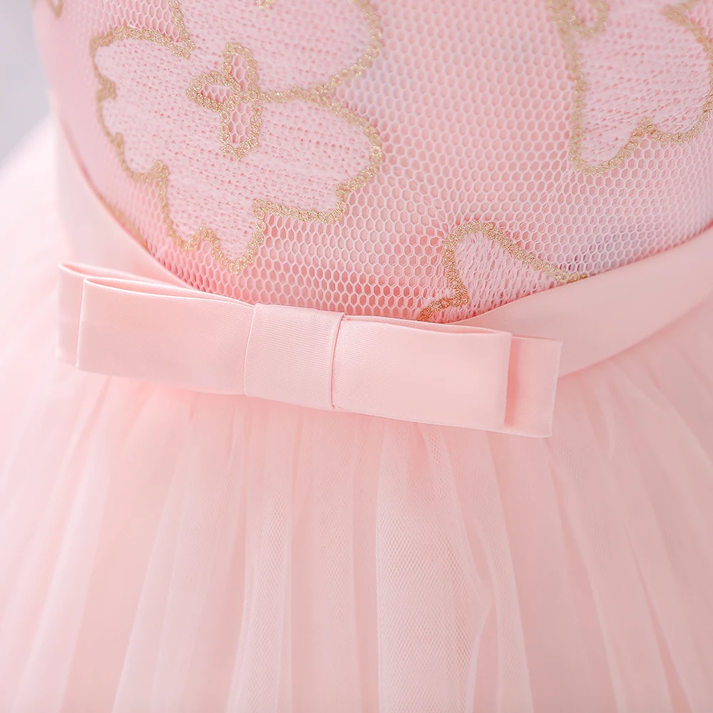 Новинка года, платья для маленьких девочек милое кружевное праздничное платье принцессы без рукавов Детское кружевное Бальное Платье До Колена, детское платье розовое платье с цветочным рисунком