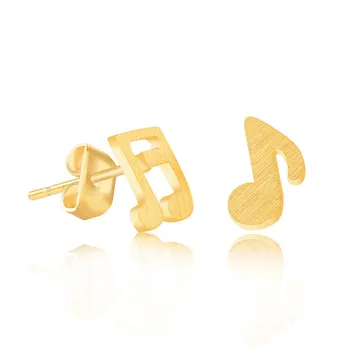 

Musical Note Stud Earrings For Women Girls Jewelry Teacher Student Gifts Stainless Steel Asymmetric Pendientes Mujer Bijoux Bff