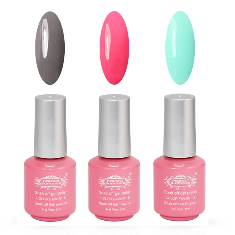 

Perfect Summer 2017 New LED UV Gel Nail Polish Soak Off Color UV Gel 8ml 3pcs Hight Quality Gel Polish LED UV Nail Gel Lacquer