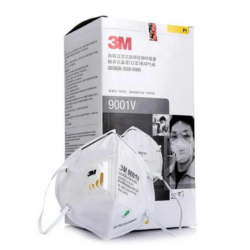 25 шт 3M 9001V Анти Пыль PM 2,5 маска против гриппа дыхательный клапан нетканый тканевый складной фильтр Маска для взрослых KN90 защитные маски