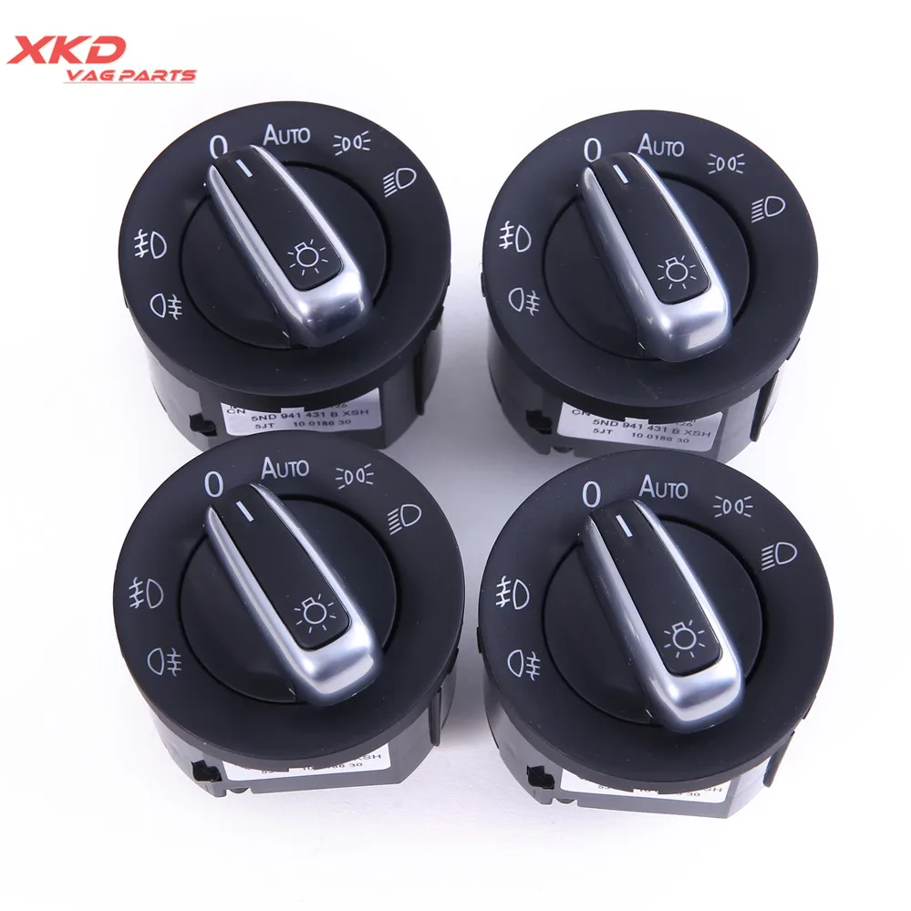 

4Pcs Chrome Headlight Switch Contorl W/Auto For VW Passat B6 3C2 3C5 #5ND941431B