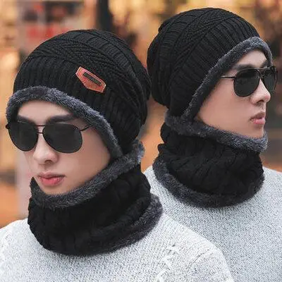 BINGYUANHAOXUAN зимняя шапочка-шарф Skullies шапка Череп теплая мешковатая маска Gorros Зимние головные уборы для мужчин и женщин вязаная шапка - Цвет: black Scarf hat