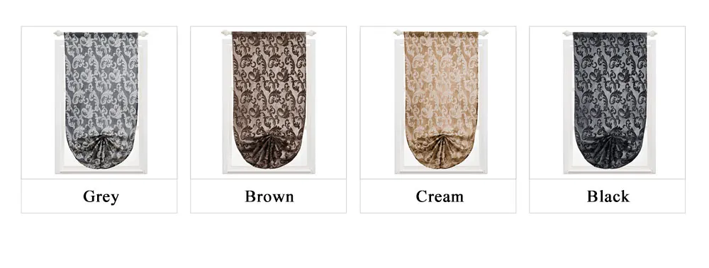 NAPEARL BL-Smt301Home Decoration Balloon Window Shade Blinds New Year Kitchen Short Curtains Roman Tie Up Drapery Jacquard Brown Fabrics (1)