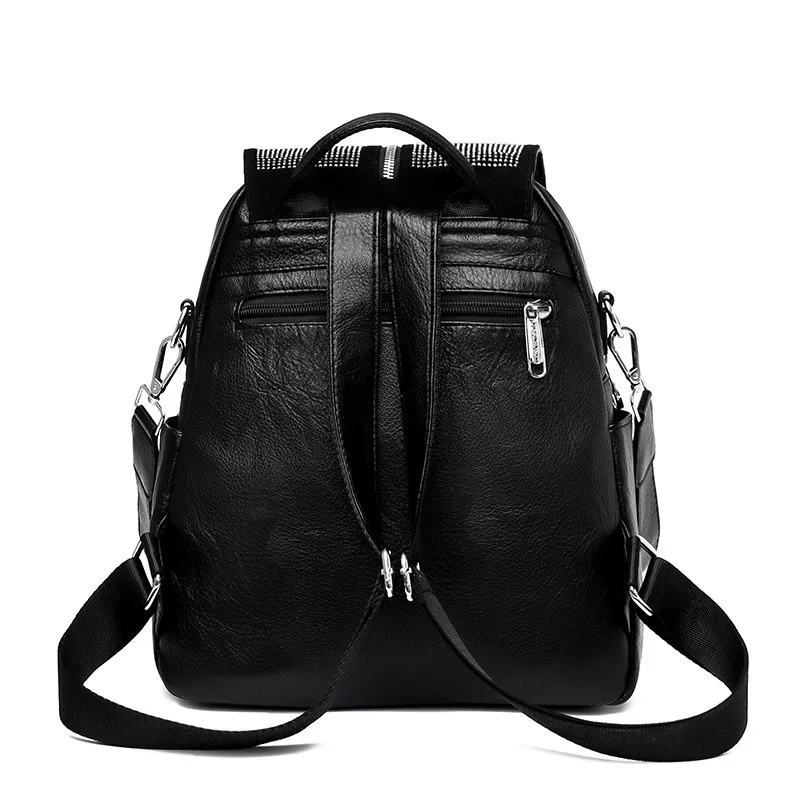 Качественный кожаный Анти-Вор женский рюкзак модная Алмазная сумка на плечо школьная сумка для рюкзак для девушек дорожная женская черная сумка