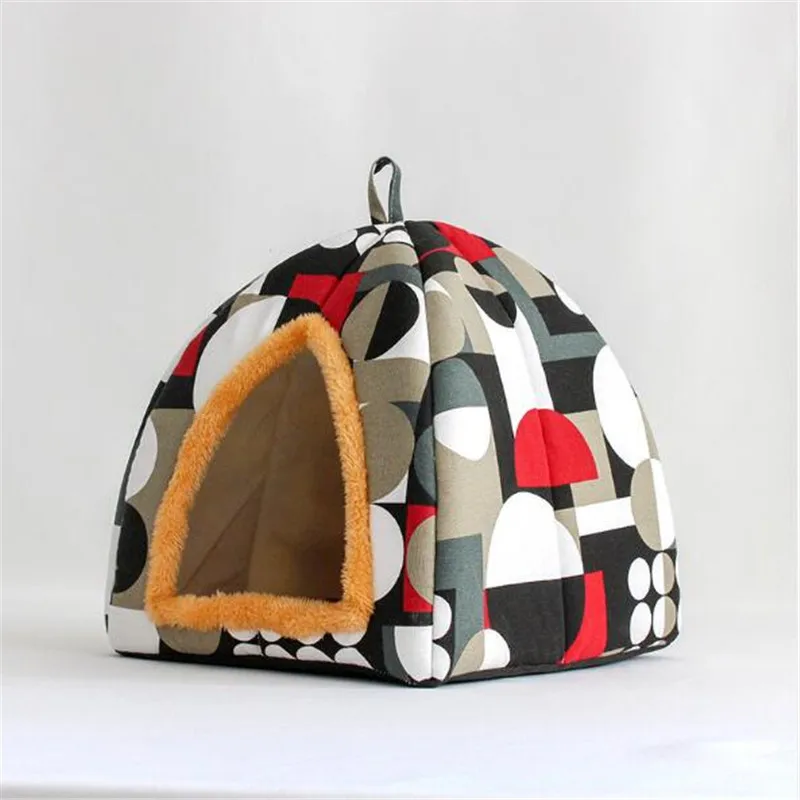 

Fine joy Cat Dog House Beds Sofas for little Pets Coral Fleece Small Beds Portable Pet Dog House Warm And Cozy Cat Bed