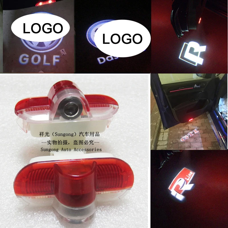 

2X Car LED courtesy lamp Projector logo Door Welcome Light FOR GOLF 4 GOLF MK4 GTI R32 BEETLE TOURAN BORA Door Warning Light