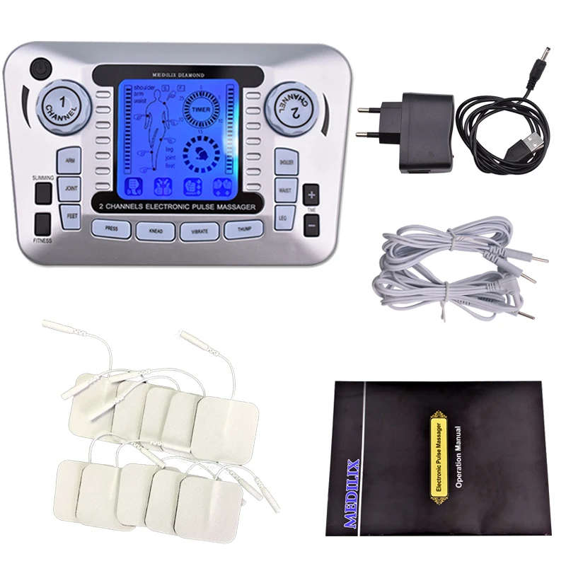 Dual-Output Full Body Massager Digital Therapy Machine Pulse Slimming Muscle Relax Massage Electric Pain Relief Acupuncture Slim Dual-Output Full Body Massager Digital Therapy Machine Pulse Slimming Muscle Relax Massage Electric Pain Relief Acupuncture Slim