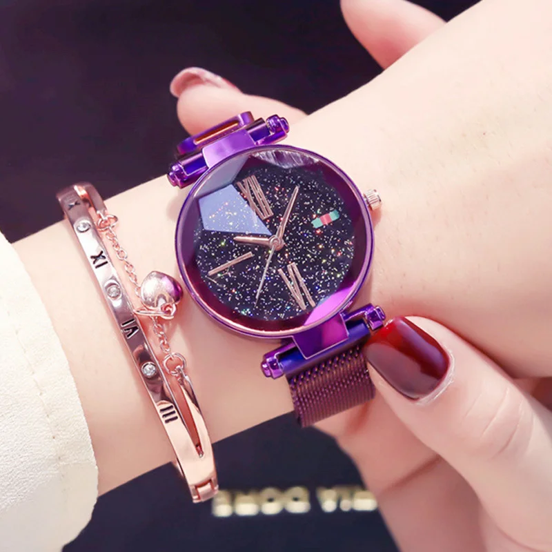 

Starry Sky Magnetic Watch Luxury Purple Vibrato Ladies Watch Waterproof Female Wristwatch For Gift relogio feminino montre femme