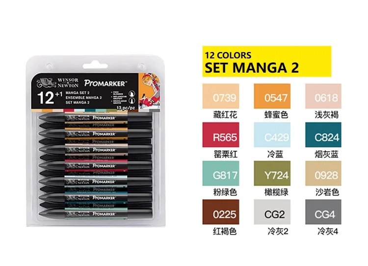 dedo do pé Redondo e Oblíqua Material de Arte Winsor & Newton Profissional Caneta Marcadora 6 e 12 Cores Dobro lado Desenho Marcador Caneta 13 China marker pens art Suppliers