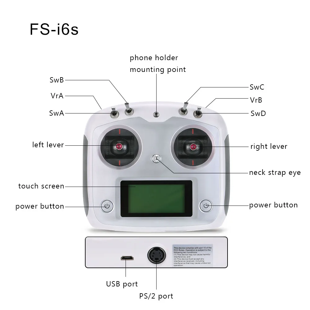 Original Flysky FS-i6s 2.4G 10CH AFHDS 2A Touchscreen Transmitter with FS-iA6B 6CH Receiver for RC Airplane Helicopter Multicopter