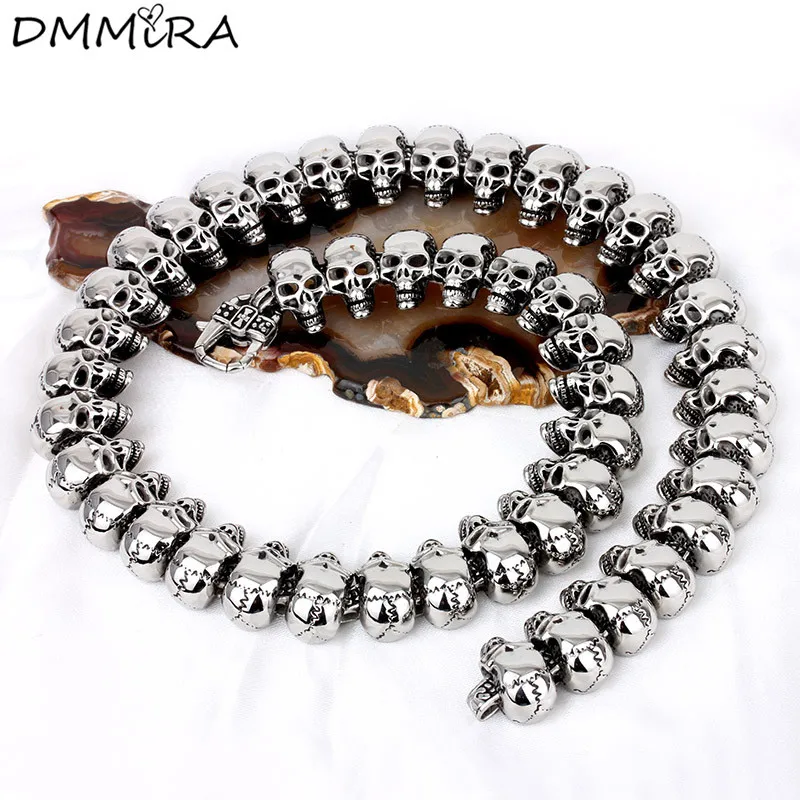 High Quatity Fashion Arrogance Men Skeleton Chain Necklace Retro Silver