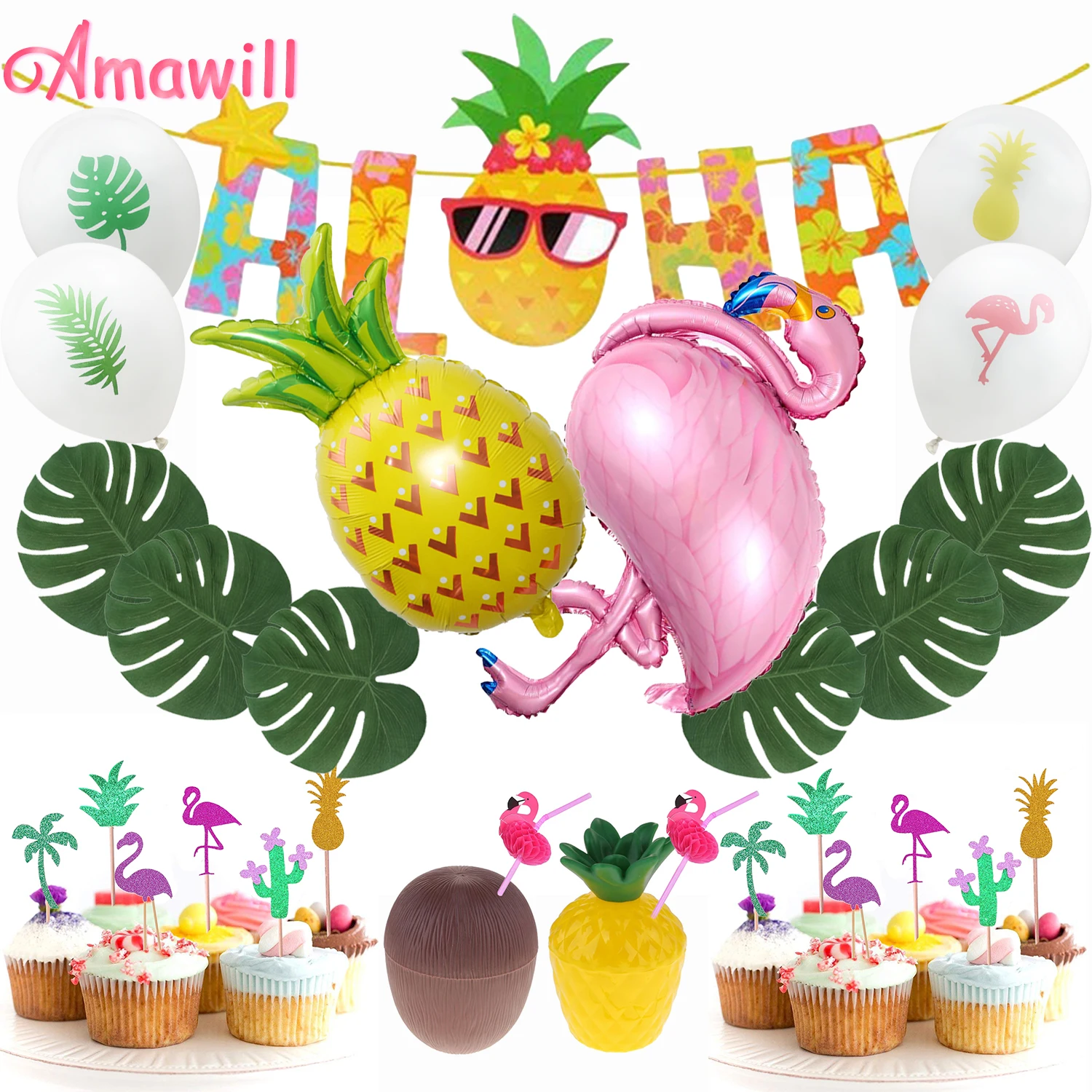 Гирлянда Amawill Flamingo тематическая вечеринка на день рождения украшения для детей