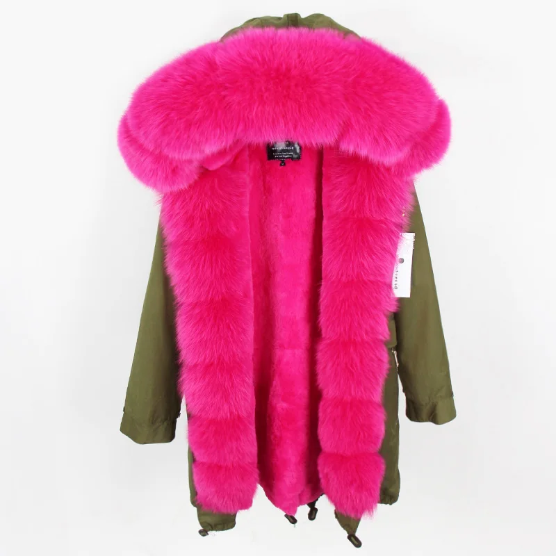 Maomaokong зимняя теплая Женская одежда Тонкий Лисий меховой воротник средней и длинной части съемный толстый вкладыш пальто зимнее пальто - Цвет: 15