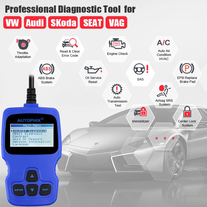 Autophix V007 OBD2 Профессиональный диагностический считыватель кодов ABS SAS SRS тормоз TP