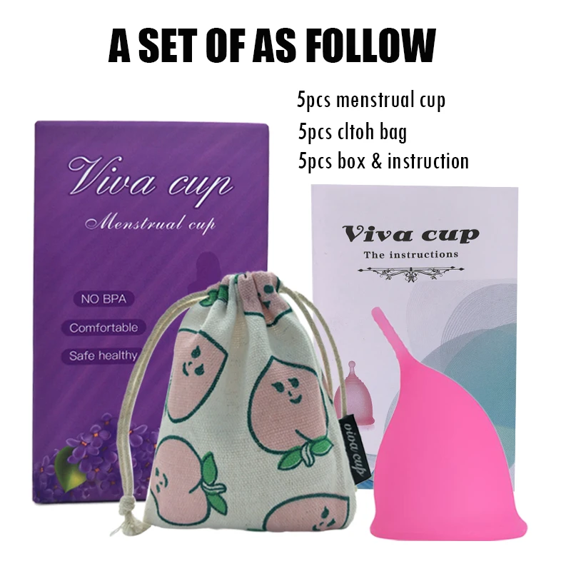 

5pcs Vaginal Menstrual Cup Wholesale Reusable Medical Grade Silicone Menstrual Cup Feminine Hygiene Product Lady Menstruation