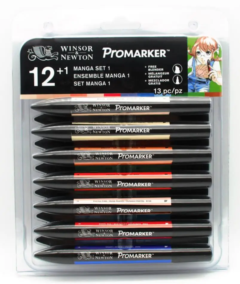 Winsor& Newton Promarker ручка для рисования манги набор 12+ 1 маркеры 13 шт. эскизные маркеры на спиртовой основе Двойные наконечники манга ручки для рисования - Цвет: MANGA 1