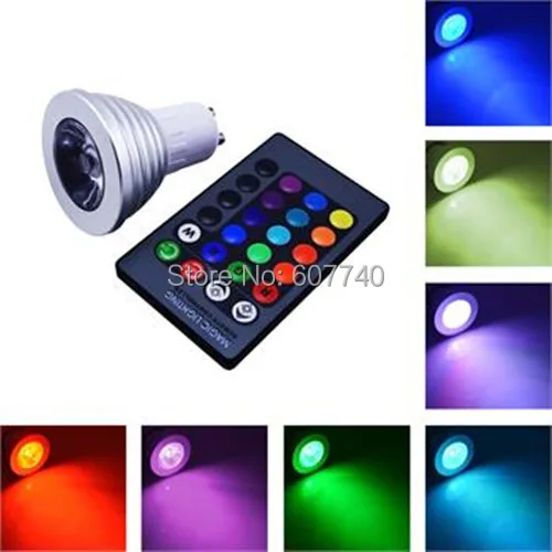 3W 85 265V GU10 RGB 16 Colors Led Flash Light Bulb Party Lamp+24 Key IR