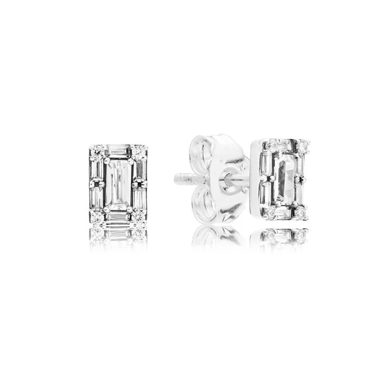 

2018 Winter Authentic 925 Sterling Silver Original Luminous Ice Europe Stud Earrings For Women Bead Charm Gift DIY Jewelry