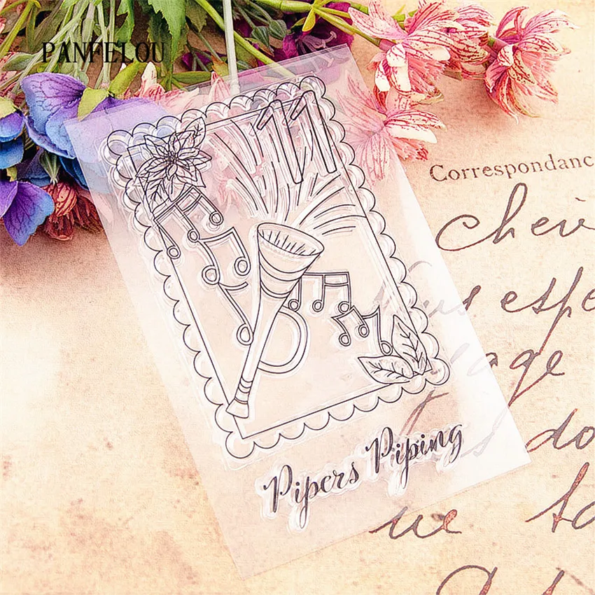 

PANFELOU Music speaker stamps Transparent Silicone Rubber Clear Stamps cartoon for Scrapbooking/DIY Christmas wedding album