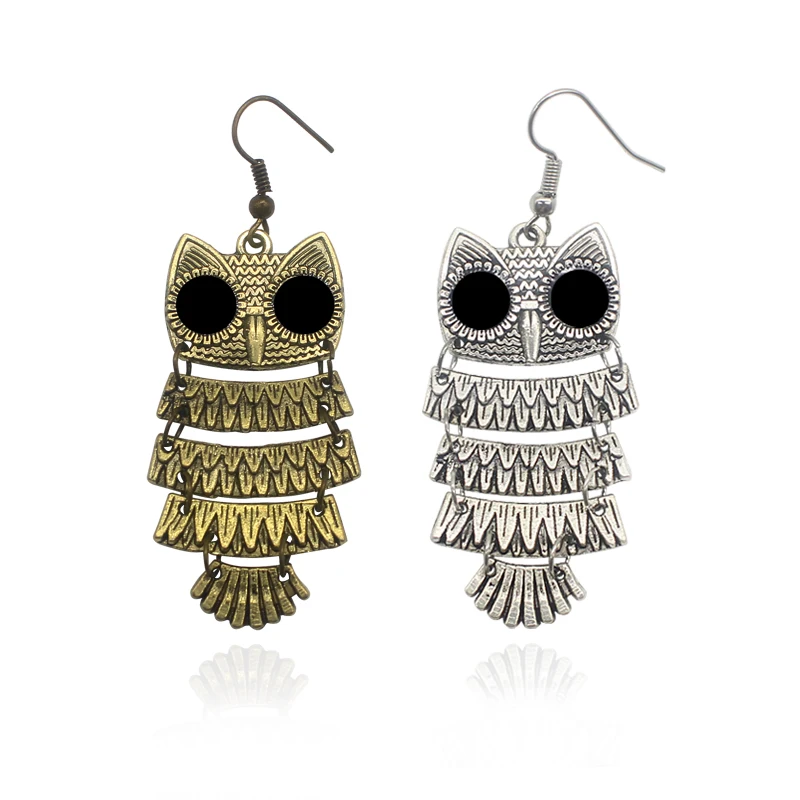 

Free Shipping Ladies Bohemian Retro Owl Earrings Pendants Earrings Alloy Hook High Quality Earring Wholesale