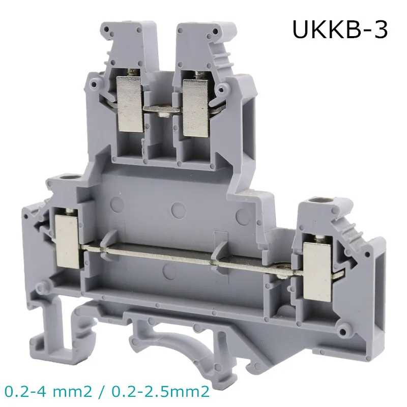 

10pcs Phonex Type UKKB-3 Din Rail Wiring Conductor Quick Connector Thin Modular Double-layer Screw Terminal Blocks UKKB 3