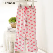 Женские штаны для сна, хлопковые брюки с принтом, свободные домашние женские тонкие штаны для сна