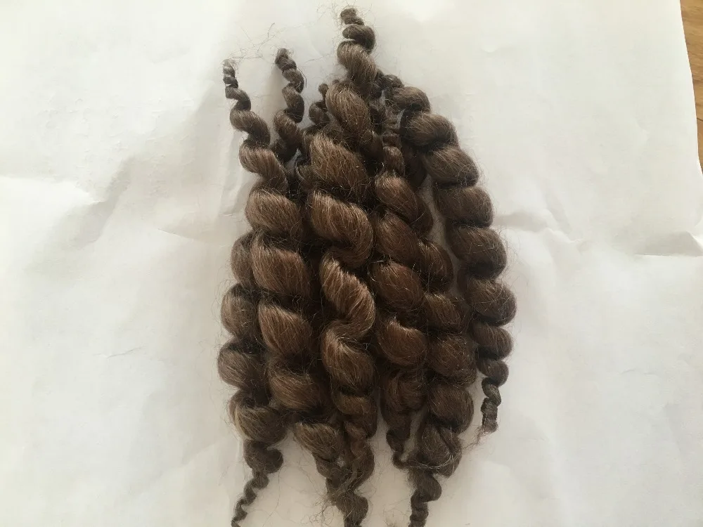 8 streifen Reborn Baby doll Zubehör Liefert premium lockige dunkelbraune mohair für Silikon Reborn Kit Bebe 20g