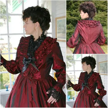 

Historical!Customer-made Red Victorian dress 1860s Civil war Dress Theater Costume Halloween dress Renaissance Dress V-474