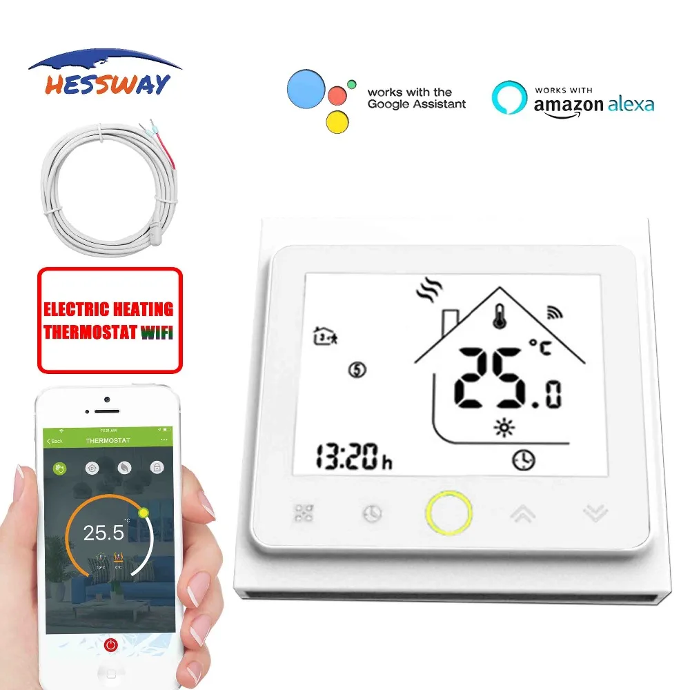 HESSWAY TUYA умный чип нагревательный кабель с термостатом Wi Fi 16 А двойной датчик NTC