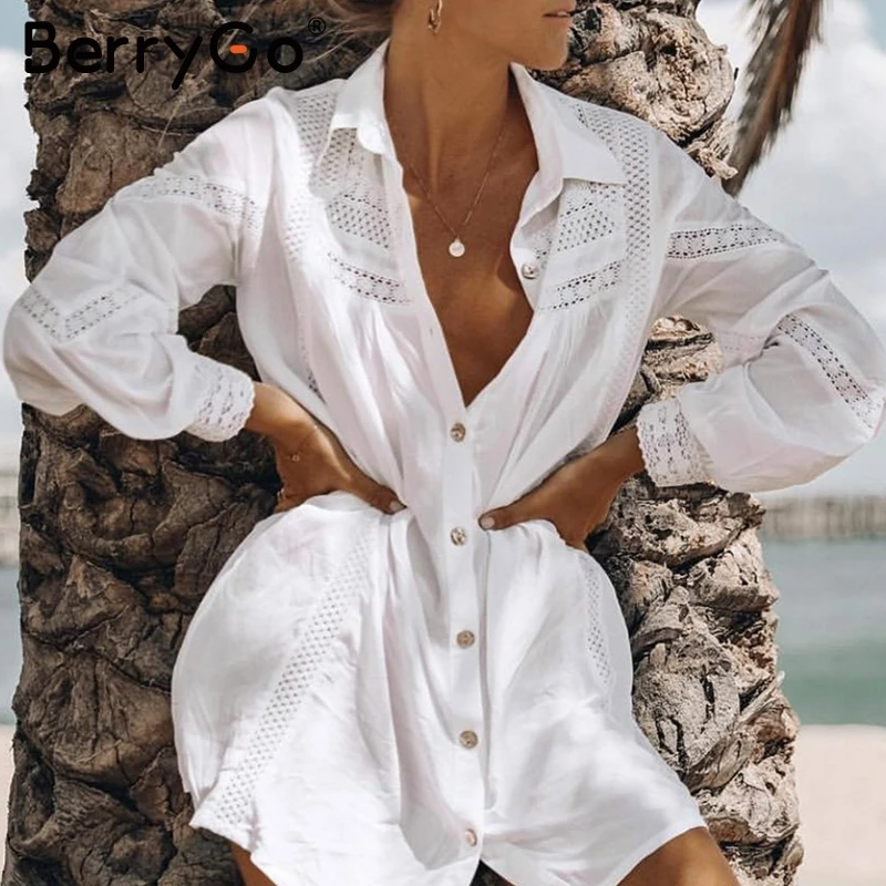 Blouse up pics Berrygo Long Sleeve Beach Cover Up Blouse Women Sexy White Hollow Out Female Cotton Blouse Shirts Holiday Swimsuit Cover Up Tops Blouse Aliexpress