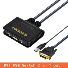 2 Port USB DVI Kvm Switch USB 2.0 DVI KVM Converter Switcher Audio Video Kabel Fr Monitor Computer Tastatur Maus