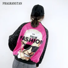 Новинка года; сезон весна-осень; модное женское Свободное пальто с рисунком; Женская Повседневная тонкая уличная стильная короткая куртка на молнии; YX10